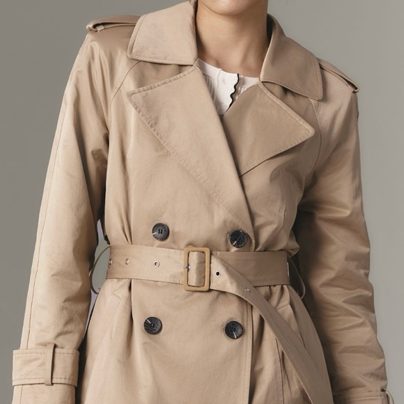 Anthropologie Avec Les Filles Poplin Shirting Belted Trench Coat Medium - Picture 2 of 16